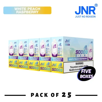 5 Box (25 pcs) White Peach Raspberry | JNR Lion King 50K Puffs Disposable Vape